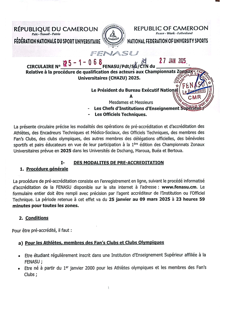 PROCEDURE RELATIVE A LA QUALIFICATION DES ACTEURS AU CHAZU 2025