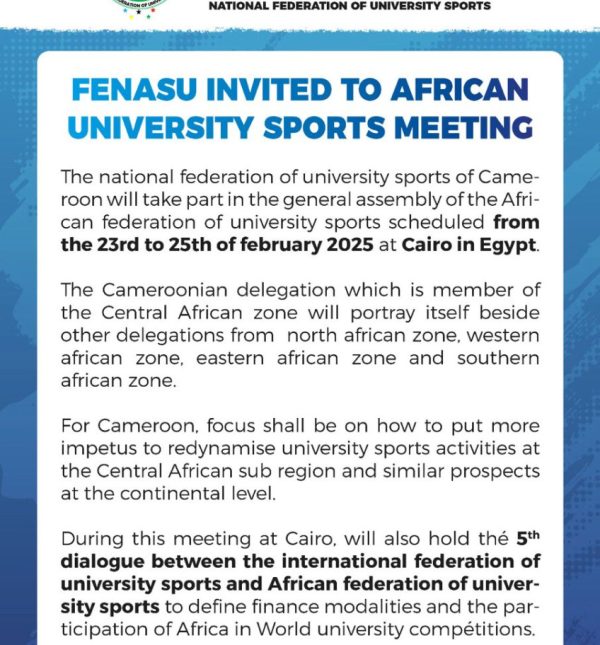 LA FENASU INVITEE AUX ASSISES DU SPORT UNIVERSITAIRE EN AFRIQUE