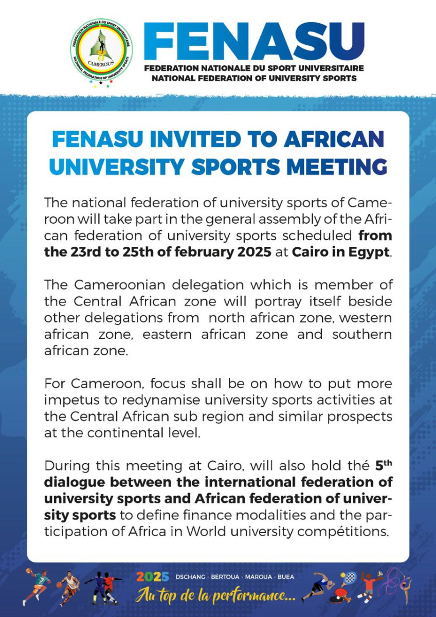 LA FENASU INVITEE AUX ASSISES DU SPORT UNIVERSITAIRE EN AFRIQUE